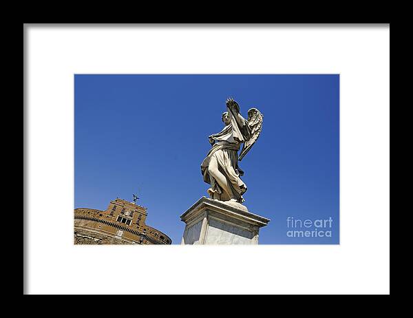 Angel Framed Print featuring the photograph Bernini Statue on the Ponte Sant Angelo #1 by Bernard Jaubert