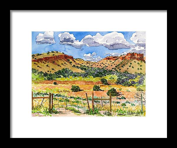 New Mexicao Framed Print featuring the painting Beyond Ojo Caliente #1 by Gurukirn Khalsa