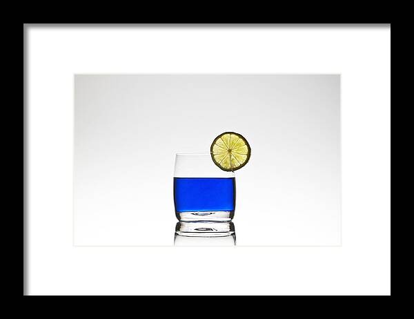 Glass Framed Print featuring the photograph Blue Cocktail With Lemon #1 by Joana Kruse