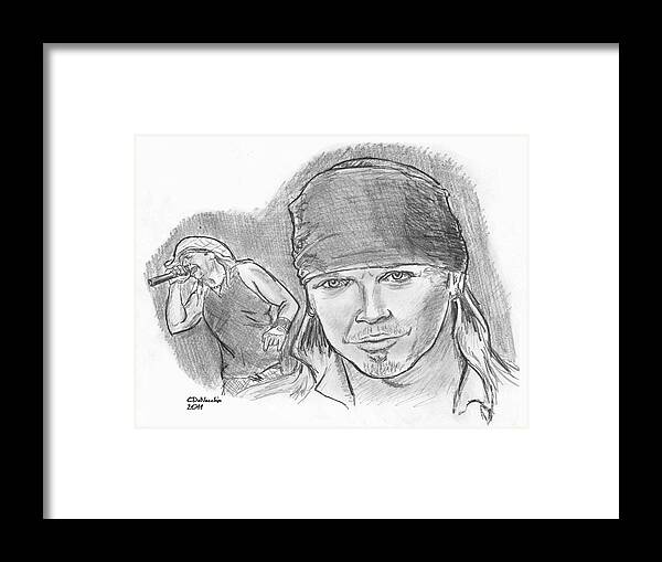  Framed Print featuring the drawing Bret Michaels #1 by Chris DelVecchio