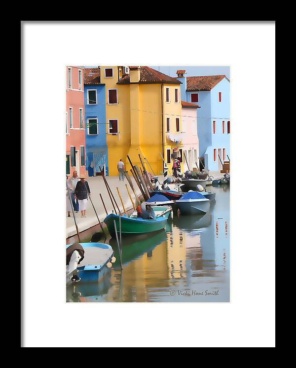 Europe Framed Print featuring the photograph Burano Canal Scene by Vicki Hone Smith