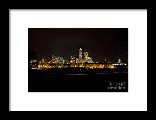 Center City Framed Print featuring the photograph Charlotte skyline at night #1 by Patrick Schneider 