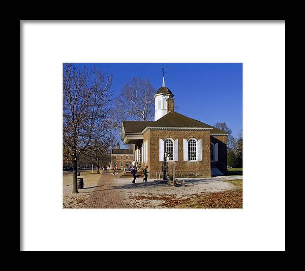 The Courthouse Framed Print featuring the photograph Colonial Williamsburg Courthouse #1 by Sally Weigand