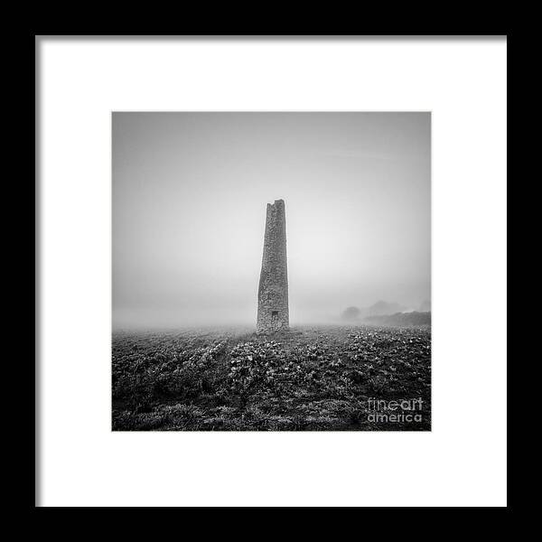 Black And White Framed Print featuring the photograph Cornish mine chimney #1 by John Farnan