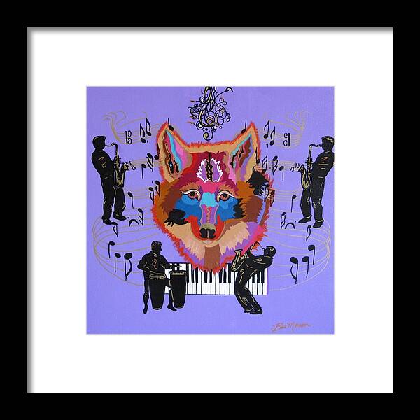 Music Framed Print featuring the painting Coyote Harmony by Bill Manson
