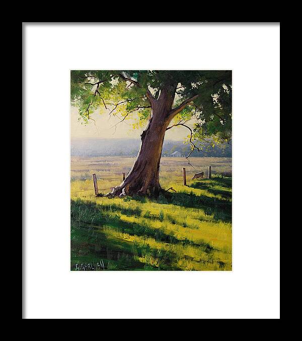  Farm Framed Print featuring the painting Distant Farm #1 by Graham Gercken