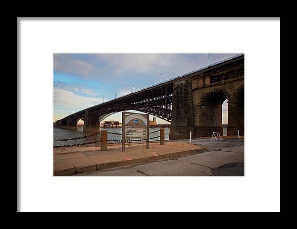 Eads Bridge St. Louis Missouri Mo Laclede's Landing Saint Mississippi River Riverfront David Coblitz Framed Print featuring the photograph Eads Bridge #1 by David Coblitz