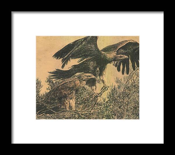 Eagles Framed Print featuring the painting Eagle's Roost by Richard Jules