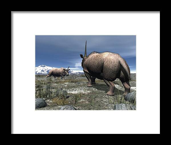 Elasmotherium Framed Print featuring the photograph Elasmotherium, Artwork #1 by Walter Myers