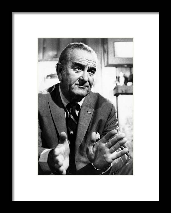 History Framed Print featuring the photograph Former President Lyndon Johnson #1 by Everett