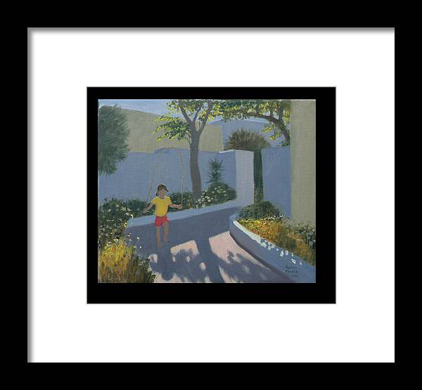 Holiday Framed Print featuring the painting Girl Skipping by Andrew Macara