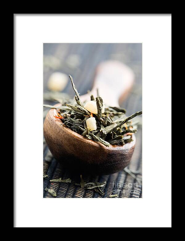 Aroma Framed Print featuring the photograph Green tea #1 by Kati Finell