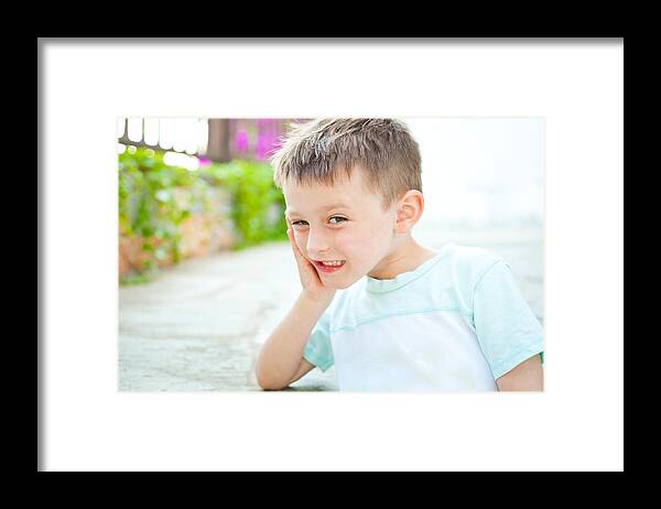 Adorable Framed Print featuring the photograph Happy child #1 by Tom Gowanlock