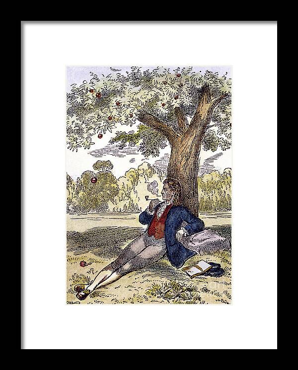1666 Framed Print featuring the photograph Isaac Newton And The Apple #1 by Granger