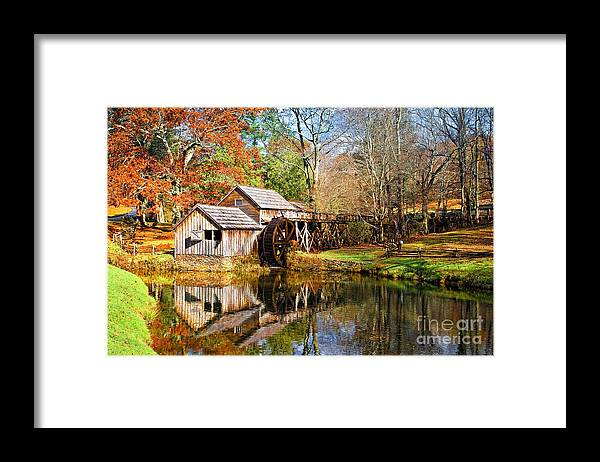 Blue Ridge Parkway Framed Print featuring the photograph Mabry Mill #1 by Ronald Lutz
