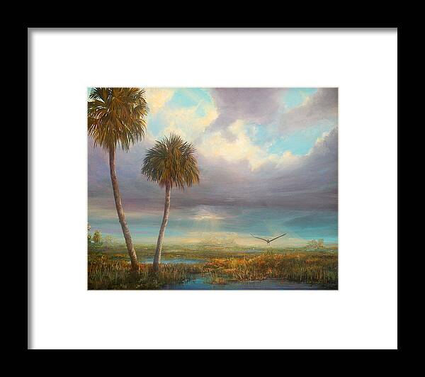 Landscape Framed Print featuring the painting Marsh Launch #1 by AnnaJo Vahle