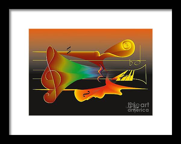  Framed Print featuring the digital art Musica Nocturna #1 by Leo Symon