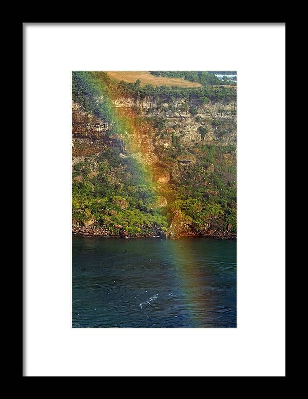 Niagara Falls Framed Print featuring the photograph Niagara Falls Rainbow #1 by Cyryn Fyrcyd