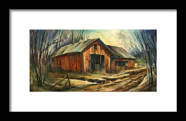Landscape Framed Print featuring the painting 'North Country' by Michael Lang