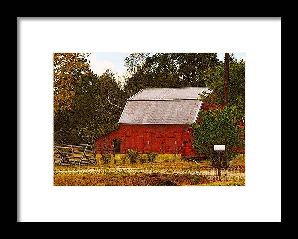 Red Barn Framed Print featuring the photograph Ozark Red Barn #1 by Lydia Holly