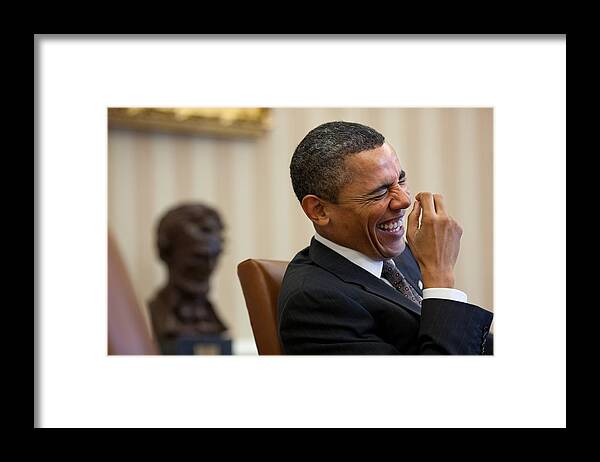 History Framed Print featuring the photograph President Barack Obama Laughs #1 by Everett