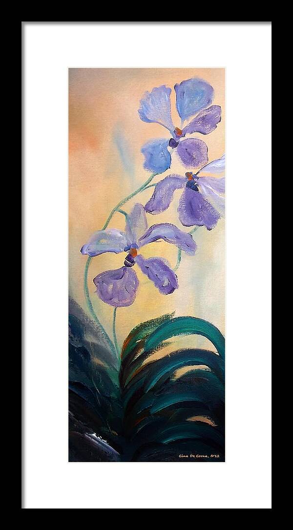 Landscapes Framed Print featuring the painting Purple Orchids #1 by Gina De Gorna