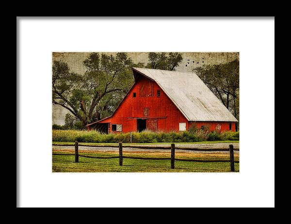 Red Framed Print featuring the photograph Red Barn #2 by Joan Bertucci