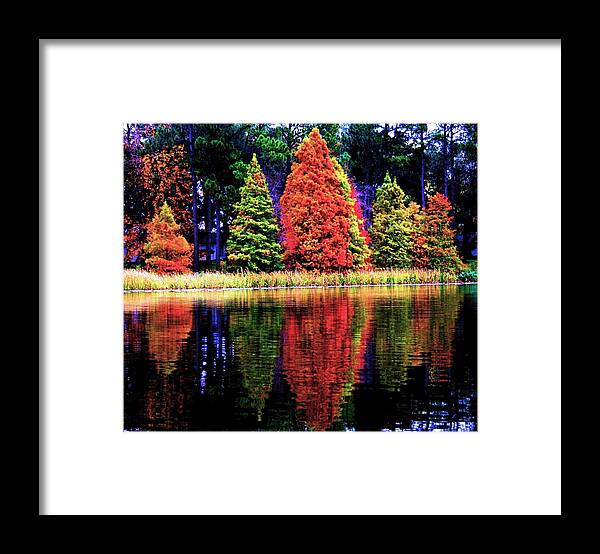 Trees Framed Print featuring the digital art Reflections #1 by Carrie OBrien Sibley