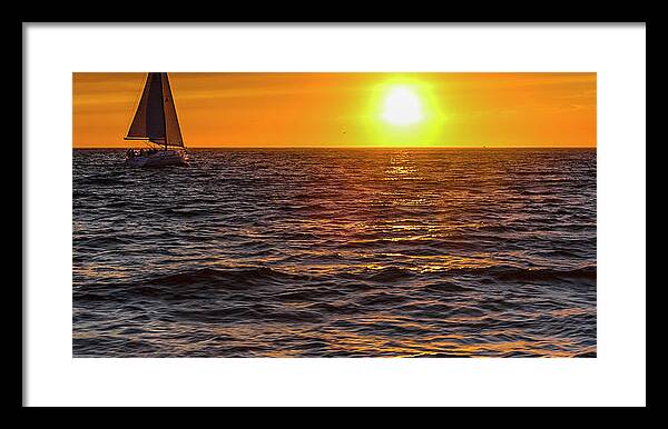 Sailing Framed Print featuring the photograph Sailing on Monterey Bay by Tommy Farnsworth