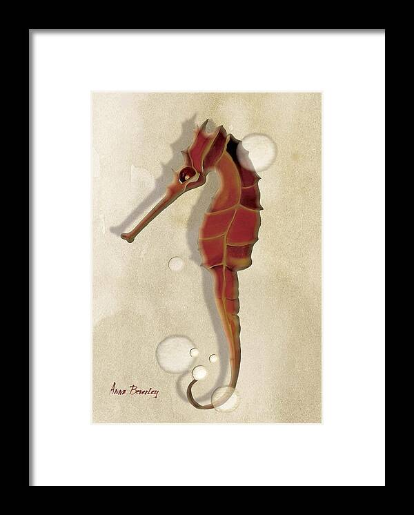 Sea Horse Framed Print featuring the painting Sea Horse in Oil #1 by Anne Beverley-Stamps