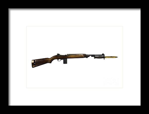 Single Object Framed Print featuring the photograph Semi-automatic M1 Carbine #1 by Andrew Chittock