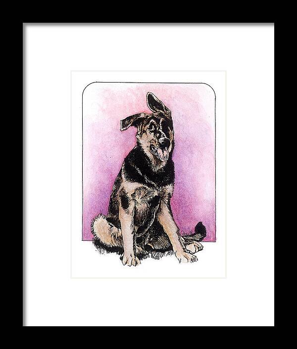 Dog Art Framed Print featuring the painting Shepherd Pup #1 by Patrice Clarkson