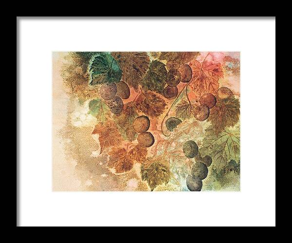Grapes Framed Print featuring the painting Sunshine Coming Through #1 by Elise Boam