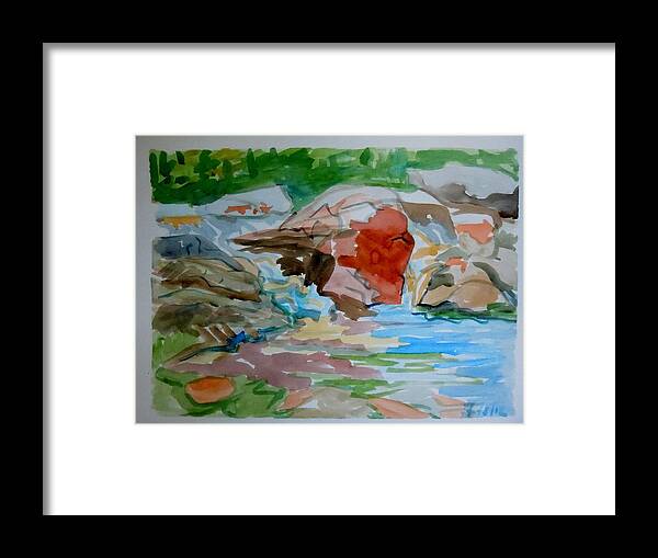Maine Framed Print featuring the painting Surry Falls by Francine Frank