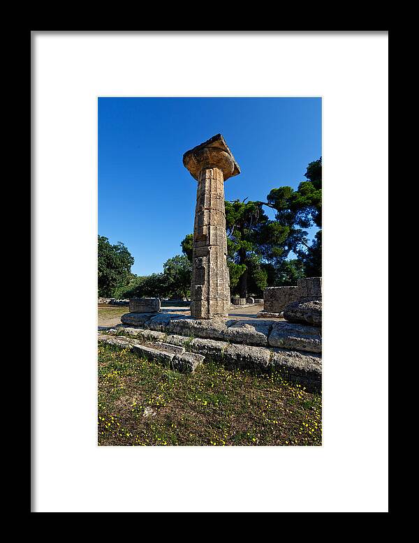 Ancient Framed Print featuring the photograph Temple of Hera - Ancient Olympia #1 by Constantinos Iliopoulos