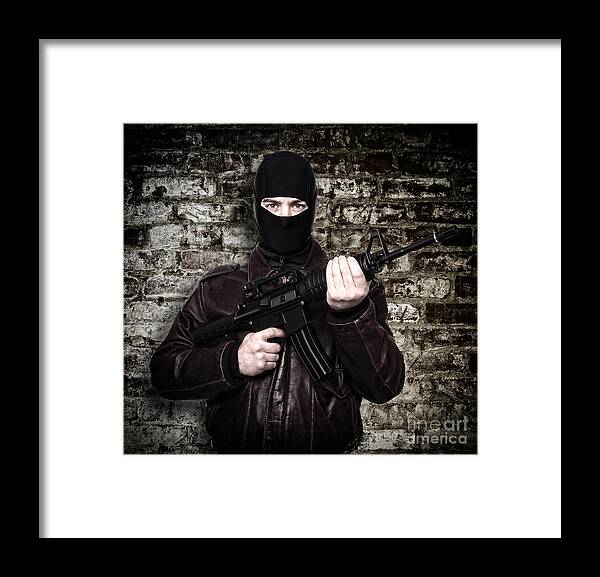 Terrorist Framed Print featuring the photograph Terrorist Portrait #1 by Gualtiero Boffi