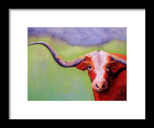 Longhorn Framed Print featuring the painting Texas Icon #1 by Celene Terry