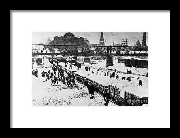 Science Framed Print featuring the photograph The Great Blizzard, Nyc, 1888 #1 by Science Source