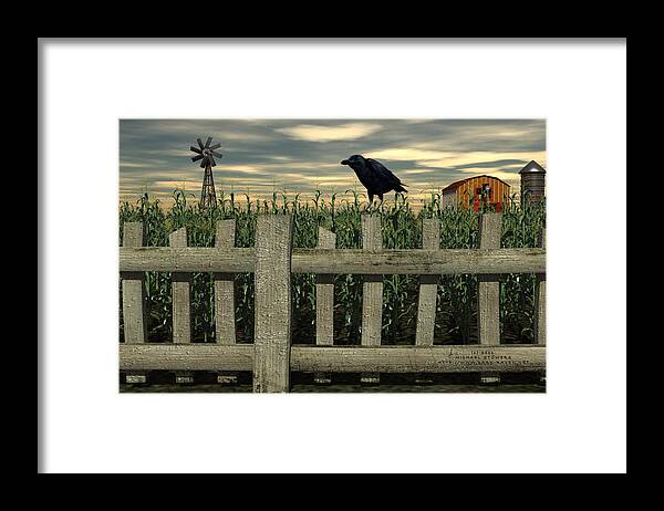 Raven Framed Print featuring the digital art The Raven #1 by Michael Stowers