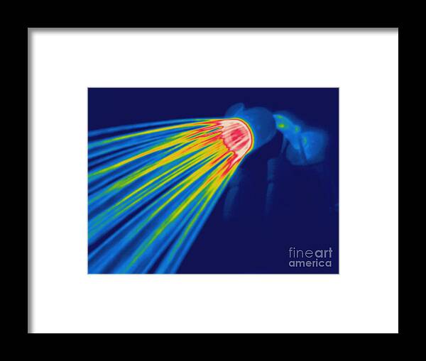 Thermogram Framed Print featuring the photograph Thermogram Of A Shower Head #1 by Ted Kinsman