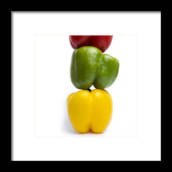 Peppers Framed Print featuring the photograph Three peppers #1 by Bernard Jaubert