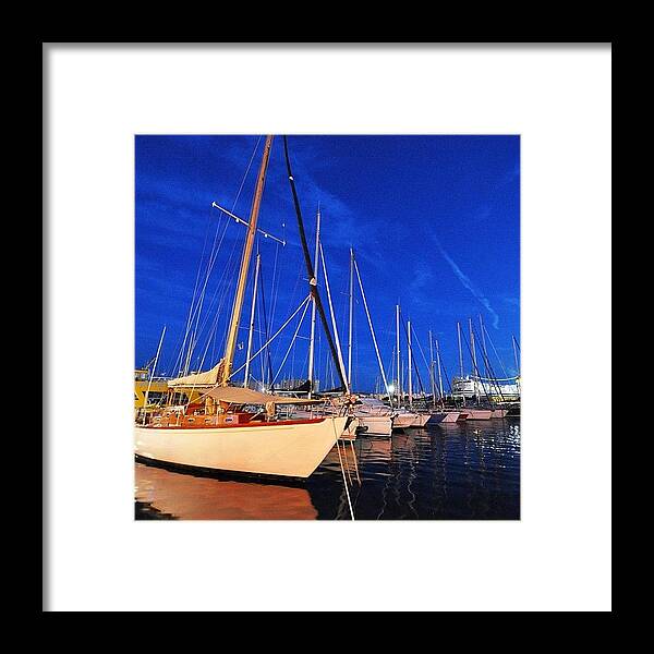 Blue Framed Print featuring the photograph #toulon #boat #boats #sail #water #blue #1 by Brenden Mcdonough