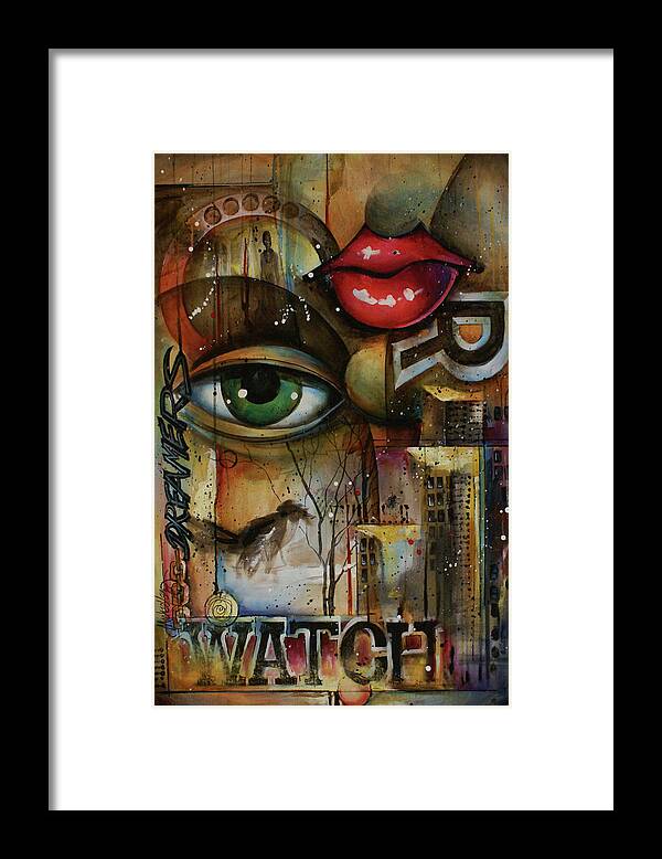 Abstract Framed Print featuring the painting Urban Design #1 by Michael Lang