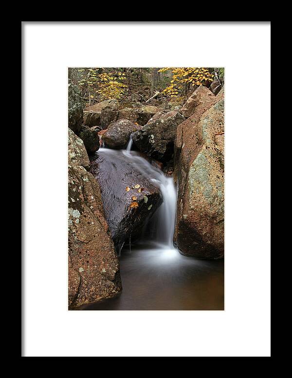 Waterfall Framed Print featuring the photograph Waterfall In Acadia National Park #1 by Juergen Roth