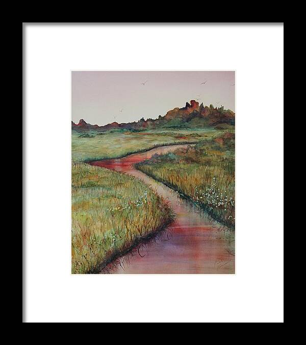 Marsh Framed Print featuring the painting Wetlands by Ruth Kamenev