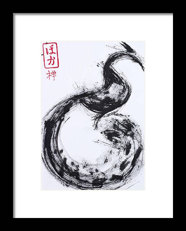 Asian Framed Prints Framed Print featuring the painting Zen Peacock #1 by Thammarat ZenMaster