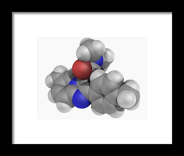 Horizontal Framed Print featuring the digital art Zolpidem Drug Molecule #1 by Laguna Design