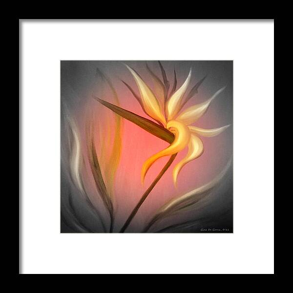 Flower Framed Print featuring the painting Bird of Paradise #1 by Gina De Gorna