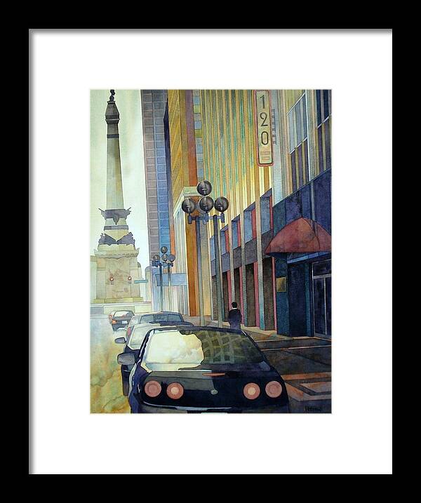 Cityscape Framed Print featuring the painting 120 E Market by Ryan Petrow
