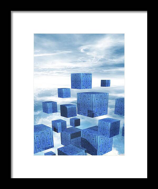 Vertical Framed Print featuring the digital art Cloud Computing, Conceptual Artwork #13 by Victor Habbick Visions